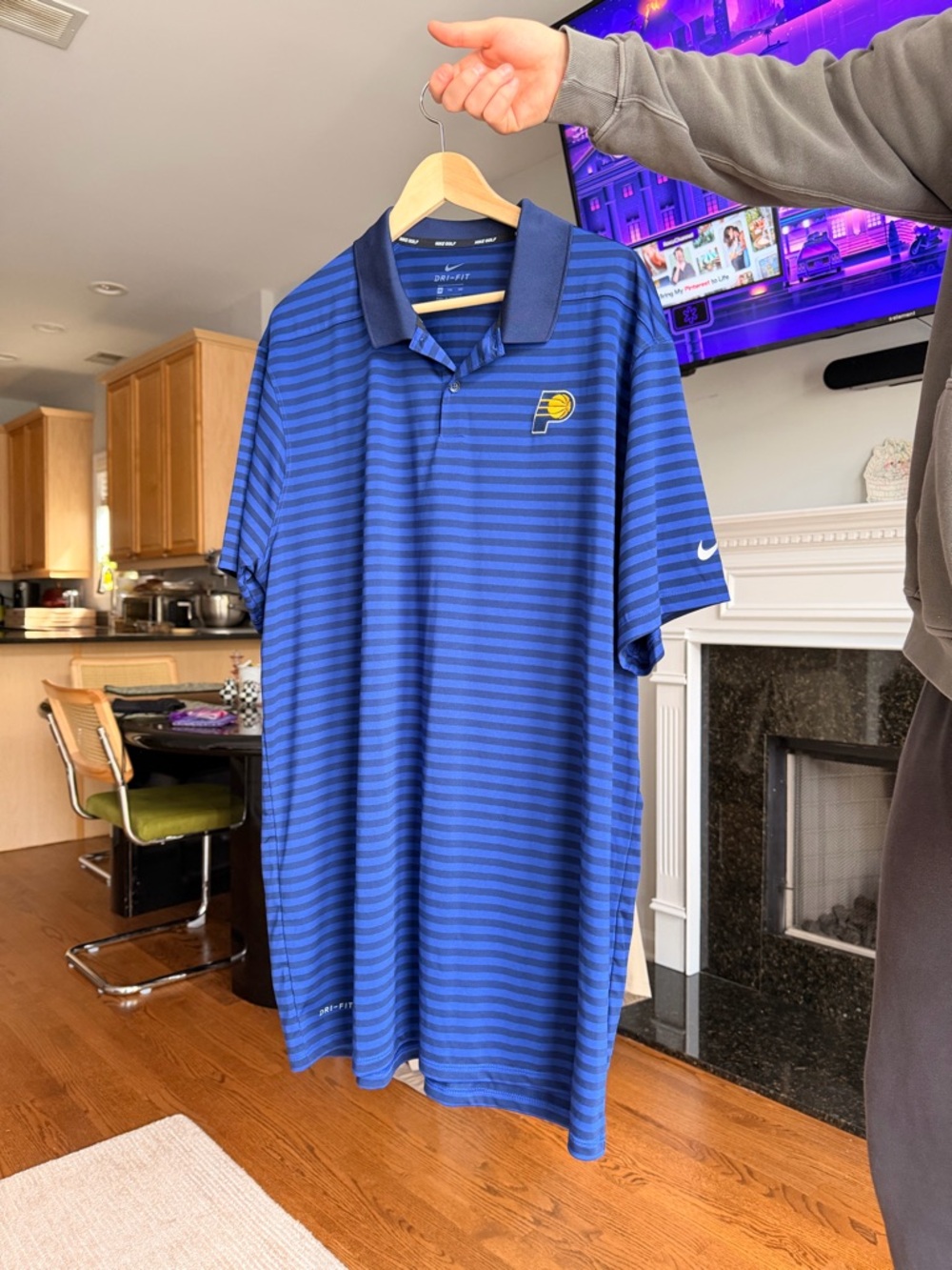 Nike Blue Striped Indiana Pacers Polo